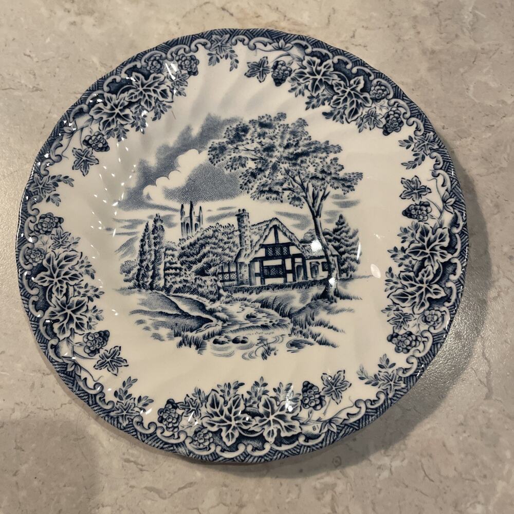 Churchill Fine China, The Brook Blue, Bread and butter plate 6 3/4" England Used